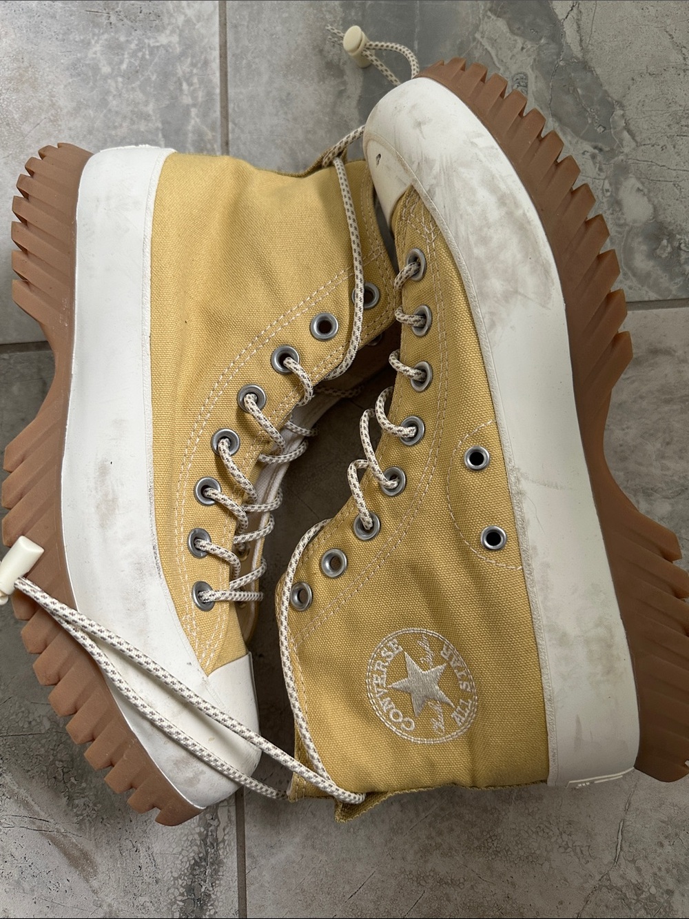Converse Yellow High-Top Platform Sneakers - Picture 3 of 4